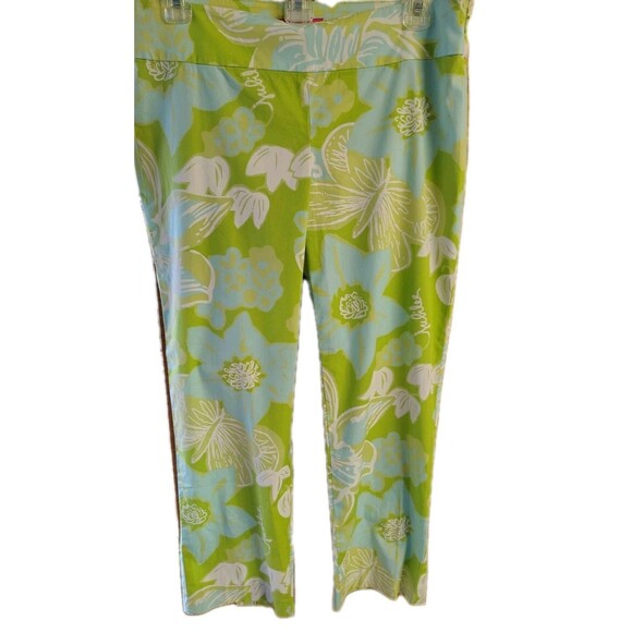 Lilly Pulitzer Jubilee 50th Anniversary Pants Green Blue Floral Size 8 - Picture 1 of 11